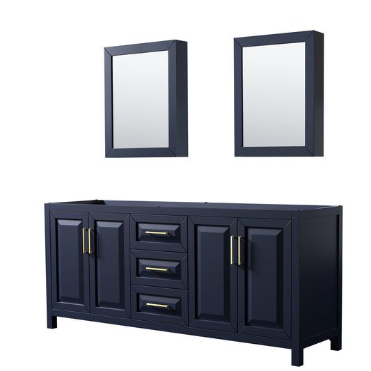 80 Inch Double Bathroom Vanity in Dark Blue, No Countertop, No Sink, Medicine Cabinets - Luxe Bathroom Vanities Luxury Bathroom Fixtures Bathroom Furniture