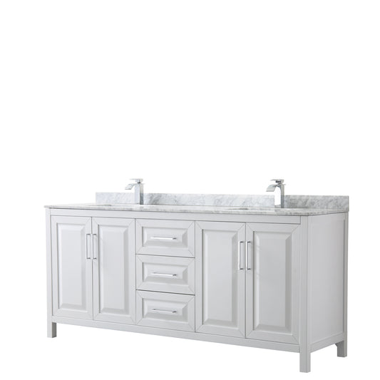 80 inch Double Bathroom Vanity, White Carrara Marble Countertop, Undermount Square Sinks, and No Mirror - Luxe Bathroom Vanities Luxury Bathroom Fixtures Bathroom Furniture