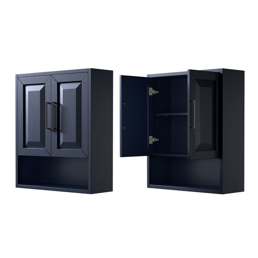 Wyndham Daria Over-the-Toilet Bathroom Wall-Mounted Storage Cabinet in Matte Black Trim - Luxe Bathroom Vanities