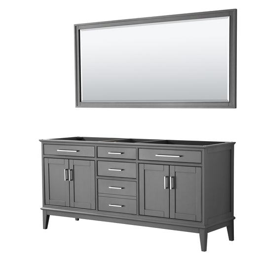 72 Inch Double Bathroom Vanity, No Countertop, No Sink, and 70 Inch Mirror - Luxe Bathroom Vanities Luxury Bathroom Fixtures Bathroom Furniture