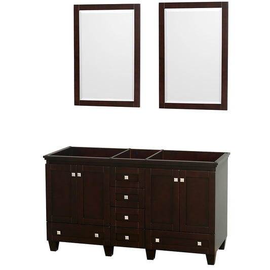 60 inch Double Bathroom Vanity, No Countertop, No Sinks, and 24 inch Mirrors - Luxe Bathroom Vanities Luxury Bathroom Fixtures Bathroom Furniture