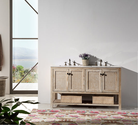 Legion Furniture 60" Solid Wood Sink Vanity with Top-No Faucet - Luxe Bathroom Vanities