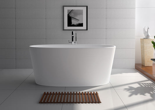 Legion Furniture 62.2" White Matt Solid Surface Tub - No Faucet - Luxe Bathroom Vanities