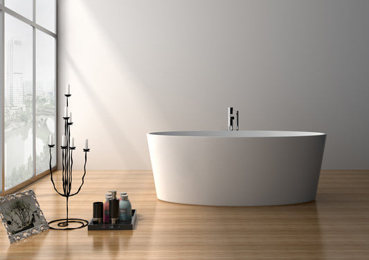 Legion Furniture 63" White Matt Solid Surface Tub - No Faucet - Luxe Bathroom Vanities