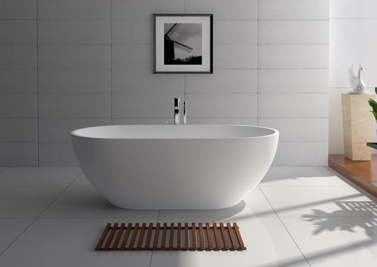 Legion Furniture 70.1" White Matt Solid Surface Tub - No Faucet - Luxe Bathroom Vanities