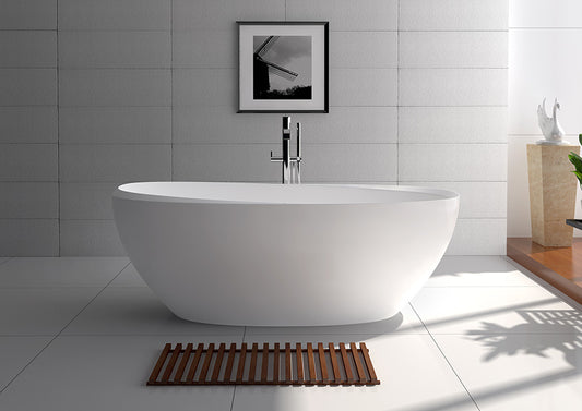 Legion Furniture 65" White Matt Solid Surface Tub - No Faucet - Luxe Bathroom Vanities