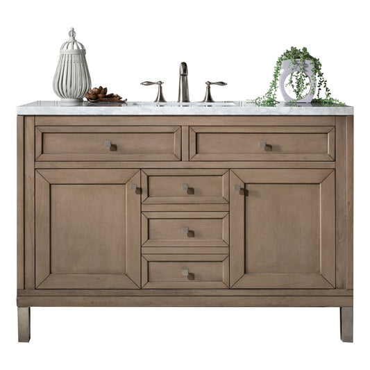 James Martin Chicago 48" Whitewashed Walnut Single Vanity with 3 CM Countertop - Luxe Bathroom Vanities