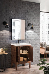James Martin Linden 24" Single Vanity Cabinet with White Glossy Composite Countertop - Luxe Bathroom Vanities