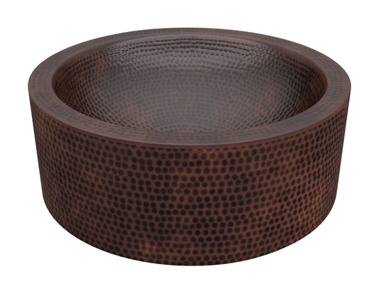 Stern 16 in. Handmade Vessel Sink in Hammered Antique Copper - Luxe Bathroom Vanities