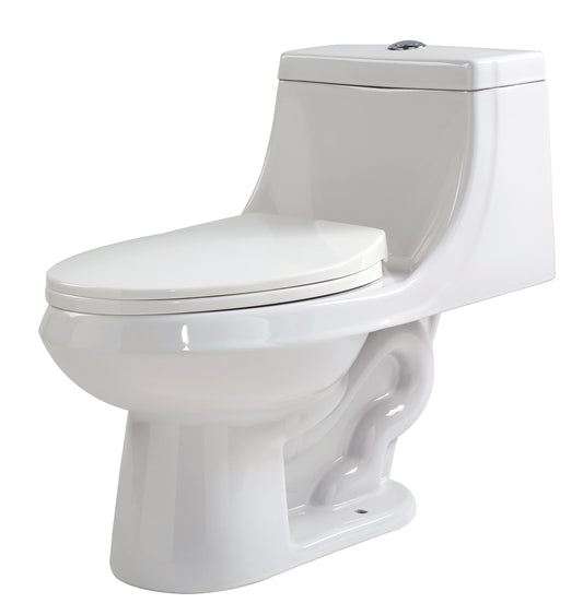 Odin 1-piece 1.28 GPF Dual Flush Elongated Toilet in White - Luxe Bathroom Vanities