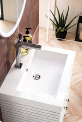 James Martin Linden 24" Single Vanity Cabinet with White Glossy Composite Countertop - Luxe Bathroom Vanities