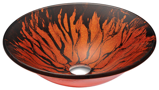Forte Series Deco-Glass Vessel Sink in Lustrous Red and Black - Luxe Bathroom Vanities