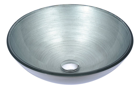 Posh Series Deco-Glass Vessel Sink in Brushed Silver - Luxe Bathroom Vanities