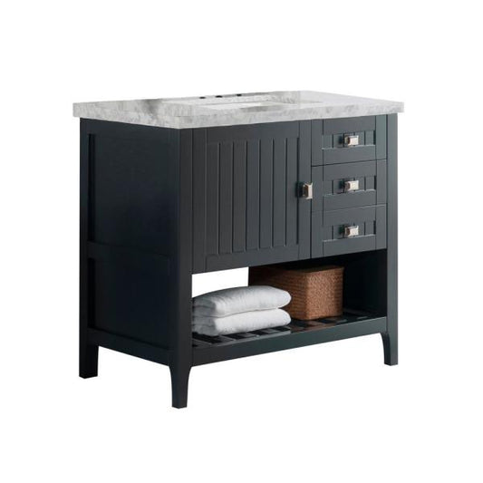 Bellaterra Home 37" Double vanity-dark gray-white marble top - Luxe Bathroom Vanities
