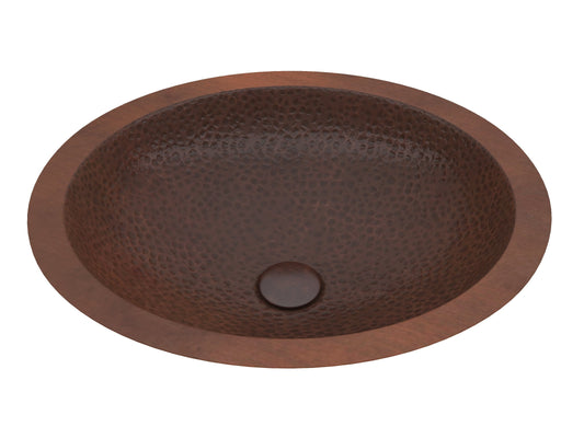 Roma 19 in. Drop-in Oval Bathroom Sink in Hammered Antique Copper - Luxe Bathroom Vanities