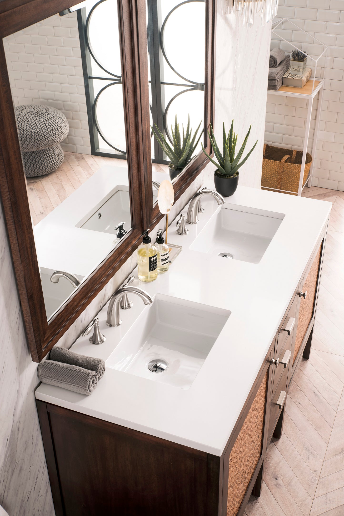 James Martin Addison 60" Double Vanity Cabinet with 3 CM Countertop - Luxe Bathroom Vanities