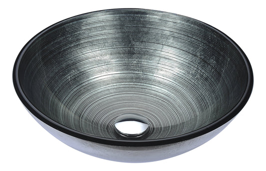 Posh Series Deco-Glass Vessel Sink in Brushed Silver - Luxe Bathroom Vanities
