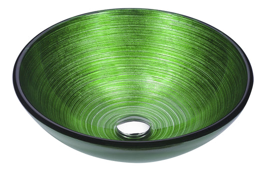 Posh Series Deco-Glass Vessel Sink in Brushed Green - Luxe Bathroom Vanities