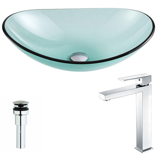 Major Series Deco-Glass Vessel Sink in Lustrous Green with Enti Faucet - Luxe Bathroom Vanities