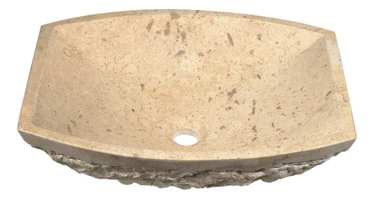 Stoic Basin Vessel Sink in Classic Cream Marble - Luxe Bathroom Vanities