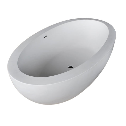Lusso 6.3 ft. Man-Made Stone Center Drain Freestanding Bathtub in Matte White - Luxe Bathroom Vanities Luxury Bathroom Fixtures Bathroom Furniture
