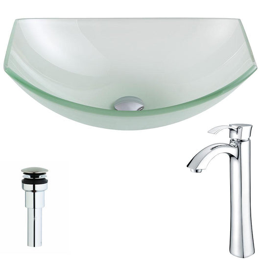 Pendant Series Deco-Glass Vessel Sink in Lustrous Frosted with Harmony Faucet - Luxe Bathroom Vanities