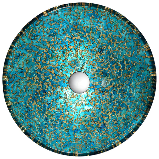 Chrona Series Vessel Sink in Gold/Cyan Mix - Luxe Bathroom Vanities