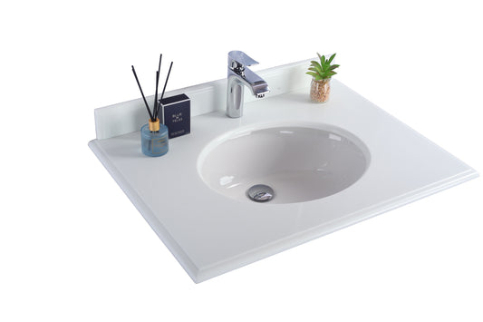 Pure White Countertop - 30" - Single Hole with Round Sink - Luxe Bathroom Vanities Luxury Bathroom Fixtures Bathroom Furniture