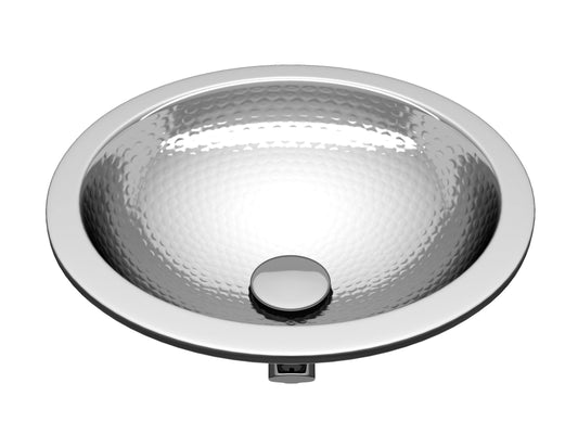 Celestial 14 in. Handmade Drop-in Oval Bathroom Sink with Overflow in Hammered Nickel - Luxe Bathroom Vanities