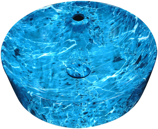 Marbled Series Ceramic Vessel Sink in Marbled Ocean Finish - Luxe Bathroom Vanities