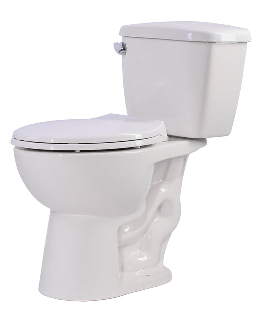 Author 2-piece 1.28 GPF Single Flush Elongated Toilet in White - Luxe Bathroom Vanities