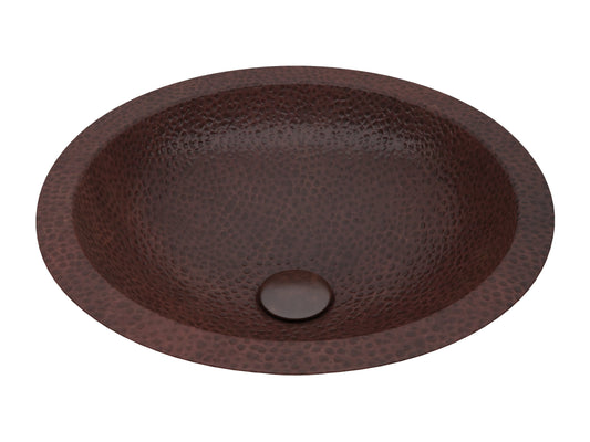 Magnus 16 in. Drop-in Round Bathroom Sink in Hammered Antique Copper - Luxe Bathroom Vanities