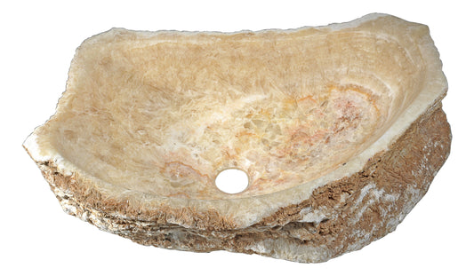 Desert Shell Vessel Sink in Dark Honey Onyx - Luxe Bathroom Vanities