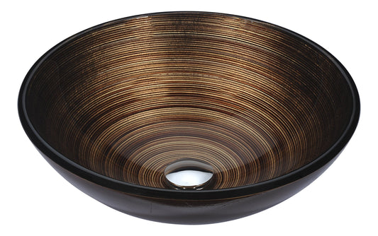Posh Series Deco-Glass Vessel Sink in Radial Umber - Luxe Bathroom Vanities