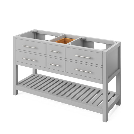 Hardware Resources Jeffrey Alexander 60" Wavecrest Vanity, double bowl, two undermount rectangle bowls - Luxe Bathroom Vanities