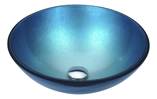 Posh Series Deco-Glass Vessel Sink in Silver Blue - Luxe Bathroom Vanities