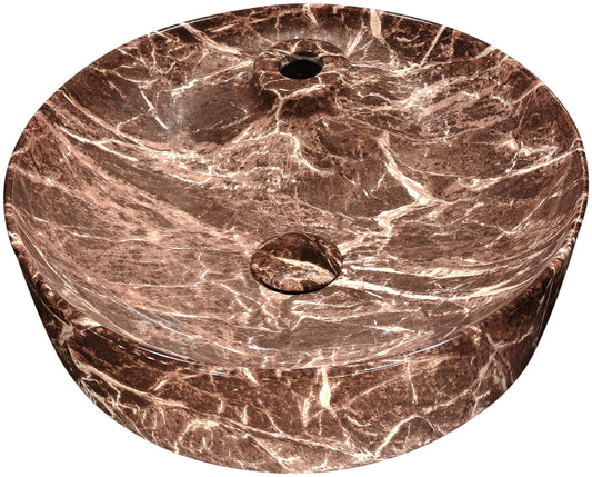 Marbled Series Ceramic Vessel Sink in Marbled Chocolate Finish - Luxe Bathroom Vanities