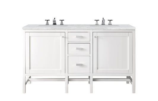 James Martin Addison 60" Double Vanity Cabinet with 3 CM Countertop - Luxe Bathroom Vanities