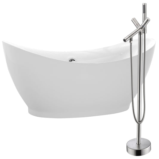 Reginald 68 in. Acrylic Soaking Bathtub in White with Havasu Faucet - Luxe Bathroom Vanities Luxury Bathroom Fixtures Bathroom Furniture