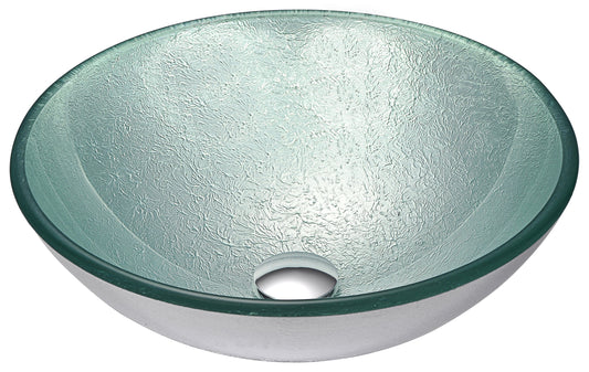Spirito Series Deco-Glass Vessel Sink in Churning Silver - Luxe Bathroom Vanities