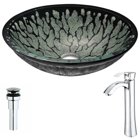 Bravo Series Deco-Glass Vessel Sink in Lustrous Black with Harmony Faucet - Luxe Bathroom Vanities