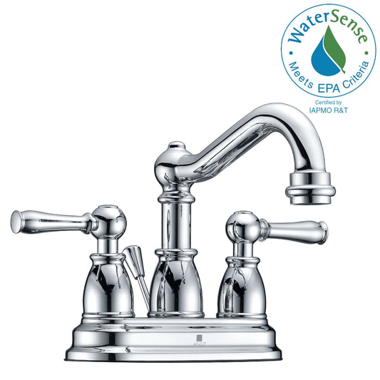 Edge Series 4 in. Centerset 2-Handle Mid-Arc Bathroom Faucet in Polished Chrome - Luxe Bathroom Vanities