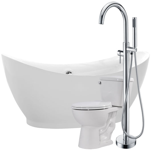 Reginald 68 in. Acrylic Soaking Bathtub with Kros Faucet and Cavalier 1.28 GPF Toilet - Luxe Bathroom Vanities Luxury Bathroom Fixtures Bathroom Furniture