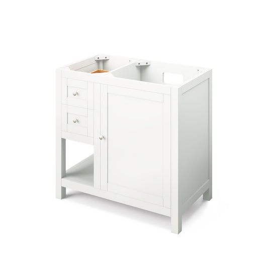 Hardware Resources Jeffrey Alexander 36" Astoria Vanity, right offset, undermount rectangle bowl - Luxe Bathroom Vanities