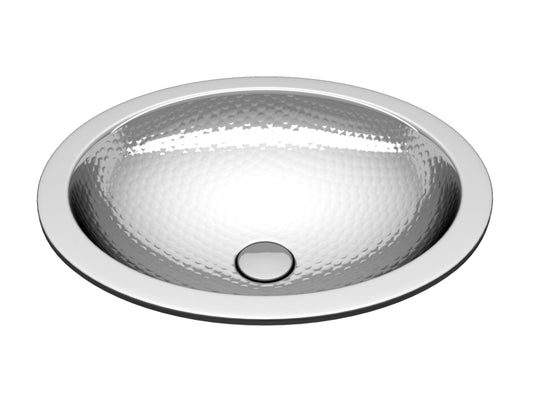 Boreal 19 in. Handmade Drop-in Oval Bathroom Sink in Hammered Nickel - Luxe Bathroom Vanities