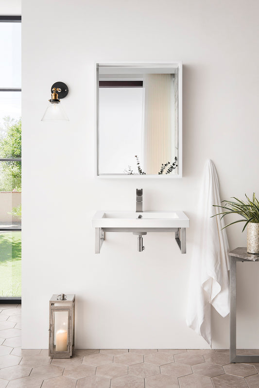 James Martin Two Boston 18" Wall Brackets w/23.6" White Glossy Composite Countertop - Luxe Bathroom Vanities