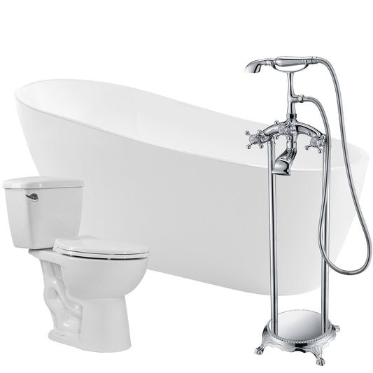 Trend 67 in. Acrylic Soaking Bathtub with Tugela Faucet and Cavalier 1.28 GPF Toilet - Luxe Bathroom Vanities Luxury Bathroom Fixtures Bathroom Furniture