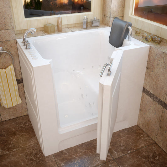 MediTub Walk-In 27 x 39 Left Drain White Whirlpool & Air Jetted Walk-In Bathtub - Luxe Bathroom Vanities Luxury Bathroom Fixtures Bathroom Furniture