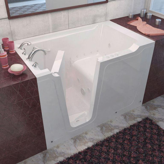 MediTub Walk-In 36 x 60 Left Drain White Whirlpool & Air Jetted Walk-In Bathtub - Luxe Bathroom Vanities Luxury Bathroom Fixtures Bathroom Furniture