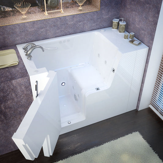 MediTub Wheel Chair Accessible 29 x 53 Left Drain White Whirlpool & Air Jetted Wheelchair Accessible Bathtub - Luxe Bathroom Vanities Luxury Bathroom Fixtures Bathroom Furniture